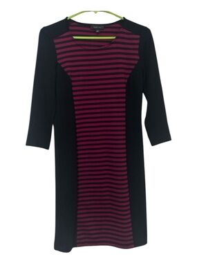 Spense Magenta Pink and Black Striped Optical Illusion Sheath Dress Size 4